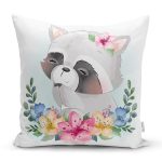 Sevimli Bebek Rakun Çocuk Odası Dijital Baskılı Dekoratif Yastık Kırlent Kılıfı Realhomes