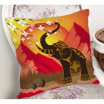 Fil Motifli Dijital Baskılı Dekoratif Yastık Kırlent Kılıfı Realhomes