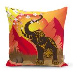 Fil Motifli Dijital Baskılı Dekoratif Yastık Kırlent Kılıfı Realhomes