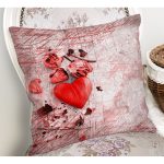 Kırmızı Kalp Dijital Baskılı Dekoratif Yastık Kırlent Kılıfı Realhomes