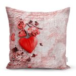 Kırmızı Kalp Dijital Baskılı Dekoratif Yastık Kırlent Kılıfı Realhomes