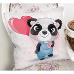 - Rh-K6607-1 - Realhomes Sevimli Bebek Panda Çocuk Odası Dijital Baskılı Dekoratif Yastık Kırlent Kılıfı Realhomes