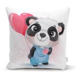- Rh-K6607 - Realhomes Sevimli Bebek Panda Çocuk Odası Dijital Baskılı Dekoratif Yastık Kırlent Kılıfı Realhomes
