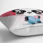 - Rh-K6607-2 - Realhomes Sevimli Bebek Panda Çocuk Odası Dijital Baskılı Dekoratif Yastık Kırlent Kılıfı Realhomes