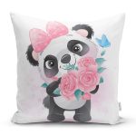 Sevimli Yavru Panda Çocuk Odası Dijital Baskılı Dekoratif Yastık Kırlent Kılıfı Realhomes