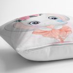 Sevimli Bebek Balerin Fil Çocuk Odası Dijital Baskılı Dekoratif Yastık Kırlent Kılıfı Realhomes