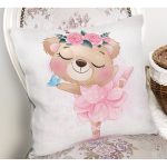 Sevimli Bebek Balerin Çocuk Odası Dijital Baskılı Dekoratif Yastık Kırlent Kılıfı Realhomes