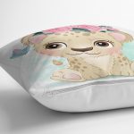 - Rh-K6612-2 - Realhomes Sevimli Bebek Aslan Çocuk Odası Dijital Baskılı Dekoratif Yastık Kırlent Kılıfı Realhomes