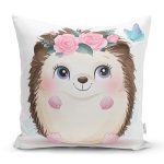 - Rh-K6617 - Realhomes Sevimli Bebek Kirpi Çocuk Odası Dijital Baskılı Dekoratif Yastık Kırlent Kılıfı Realhomes