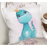 - Rh-K6620-1 - Realhomes Sevimli Yavru Dinozor Çocuk Odası Dijital Baskılı Dekoratif Yastık Kırlent Kılıfı Realhomes
