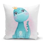 - Rh-K6620 - Realhomes Sevimli Yavru Dinozor Çocuk Odası Dijital Baskılı Dekoratif Yastık Kırlent Kılıfı Realhomes