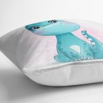 - Rh-K6620-2 - Realhomes Sevimli Yavru Dinozor Çocuk Odası Dijital Baskılı Dekoratif Yastık Kırlent Kılıfı Realhomes