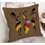 - Rh-K6722-1 - Realhomes Siyah Puanlı Zeminde Yaprak Tasarımı Dijital Baskılı Dekoratif Yastık Kırlent Kılıfı Realhomes