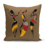 - Rh-K6722 - Realhomes Siyah Puanlı Zeminde Yaprak Tasarımı Dijital Baskılı Dekoratif Yastık Kırlent Kılıfı Realhomes