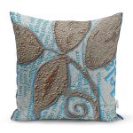 - Rh-K6764 - Realhomes Kabartma Yüzey Yaprak Desenli Dijital Baskılı Dekoratif Yastık Kırlent Kılıfı Realhomes