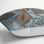 - Rh-K6764-2 - Realhomes Kabartma Yüzey Yaprak Desenli Dijital Baskılı Dekoratif Yastık Kırlent Kılıfı Realhomes