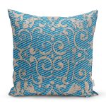 - Rh-K6766 - Realhomes Mavi Zemin Geometrik Motifli Dijital Baskılı Dekoratif Yastık Kırlent Kılıfı Realhomes