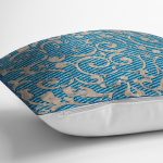 - Rh-K6766-2 - Realhomes Mavi Zemin Geometrik Motifli Dijital Baskılı Dekoratif Yastık Kırlent Kılıfı Realhomes