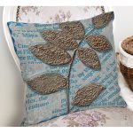 Kabartma Yüzey Yaprak Desenli Dijital Baskılı Dekoratif Yastık Kırlent Kılıfı Realhomes