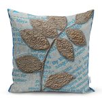 Kabartma Yüzey Yaprak Desenli Dijital Baskılı Dekoratif Yastık Kırlent Kılıfı Realhomes