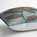 Kabartma Yüzey Yaprak Desenli Dijital Baskılı Dekoratif Yastık Kırlent Kılıfı Realhomes