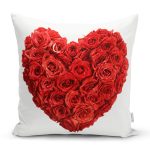 - Rh-K69 - Realhomes  Kırmızı Kalp Desenli Dijital Baskılı Dekoratif Yastık Kırlent Kılıfı Realhomes