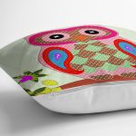 - Rh-K7-2 - Realhomes Sevimli Baykuş Figürlü Özel Tasarım Dijital Baskılı Yastık Kırlent Kılıfı Realhomes