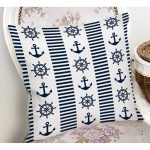 - Rh-K702-1 - Realhomes Lacivert Denizci Motifleri Dijital Baskılı Yastık Kırlent Kılıfı Realhomes