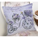 - Rh-K708-1 - Realhomes Bisiklet Ve Çiçek Figürlü Özel Tasarım Dijital Baskılı Modern Yastık Kırlent Kılıfı Realhomes