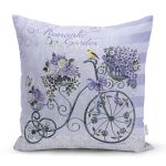- Rh-K708 - Realhomes Bisiklet Ve Çiçek Figürlü Özel Tasarım Dijital Baskılı Modern Yastık Kırlent Kılıfı Realhomes