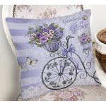 - Rh-K709-1 - Realhomes Bisiklet Ve Çiçek Figürlü Özel Tasarım Dijital Baskılı Modern Yastık Kırlent Kılıfı Realhomes