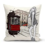 - Rh-K73 - Realhomes Fashion Girl Dijital Baskılı Dekoratif Yastık Kırlent Kılıfı Realhomes