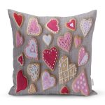 Kalp Desenli Dijital Baskılı Dekoratif Yastık Kırlent Kılıfı Realhomes