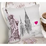 - Rh-K81-1 - Realhomes Özgürlük Anıtı New York Yazılı Dijital Baskılı Dekoratif Yastık Kırlent Kılıfı Realhomes