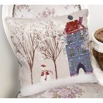 - Rh-K86-1 - Realhomes Kar Manzaralı Dijital Baskılı Dekoratif Yastık Kırlent Kılıfı Realhomes