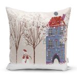 - Rh-K86 - Realhomes Kar Manzaralı Dijital Baskılı Dekoratif Yastık Kırlent Kılıfı Realhomes