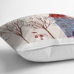 - Rh-K86-2 - Realhomes Kar Manzaralı Dijital Baskılı Dekoratif Yastık Kırlent Kılıfı Realhomes