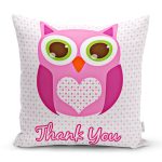 Sevimli Baykuş Figürlü Özel Tasarım Dijital Baskılı Yastık Kırlent Kılıfı Realhomes