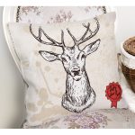 - Rh-K93-1 - Realhomes Geyik Desenli Dijital Baskılı Dekoratif Yastık Kırlent Kılıfı Realhomes