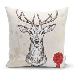 - Rh-K93 - Realhomes Geyik Desenli Dijital Baskılı Dekoratif Yastık Kırlent Kılıfı Realhomes