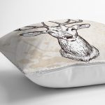 - Rh-K93-2 - Realhomes Geyik Desenli Dijital Baskılı Dekoratif Yastık Kırlent Kılıfı Realhomes