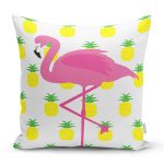 Pembe Flamingo Desenli Dekoratif Yastık Kırlent Kılıfı Realhomes