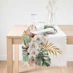 - Runner-10001-1 - Realhomes Tropik Yaprak Motifli Dijital Baskılı Dekoratif Runner Realhomes