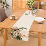 - Runner-10001 - Realhomes Tropik Yaprak Motifli Dijital Baskılı Dekoratif Runner Realhomes