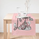 Pembe Zemin Antika Telefon Tasarımlı Dijital Baskılı Modern Runner Realhomes