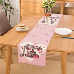 Pembe Zemin Kalpli Antika Telefon Tasarımlı Dijital Baskılı Dekoratif Runner Realhomes