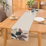 Özel Tasarım Yaprak Motifli Dijital Baskılı Dekoratif Runner Realhomes