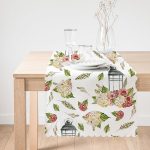 - Runner-10030-1 - Realhomes Çiçek Çizimli Dijital Baskılı Dekoratif Runner Realhomes