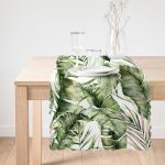 Yeşil Tropik Yapraklar Tasarımlı Dijital Baskılı Dekoratif Runner Realhomes