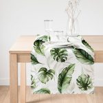 - Runner-10040-1 - Realhomes Yeşil Tropik Yapraklar Tasarımlı Dijital Baskılı Modern Runner Realhomes